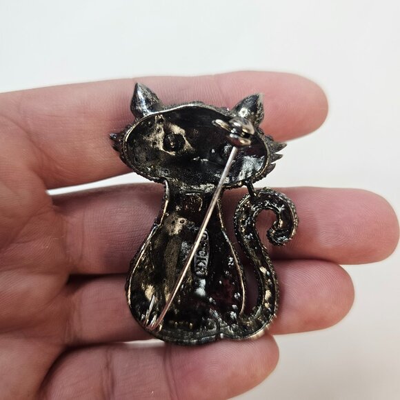 OPCKR Cat Kitten Brooch Pink Purple Rhinestone Animal Jewelry Sparkling - Picture 7 of 8